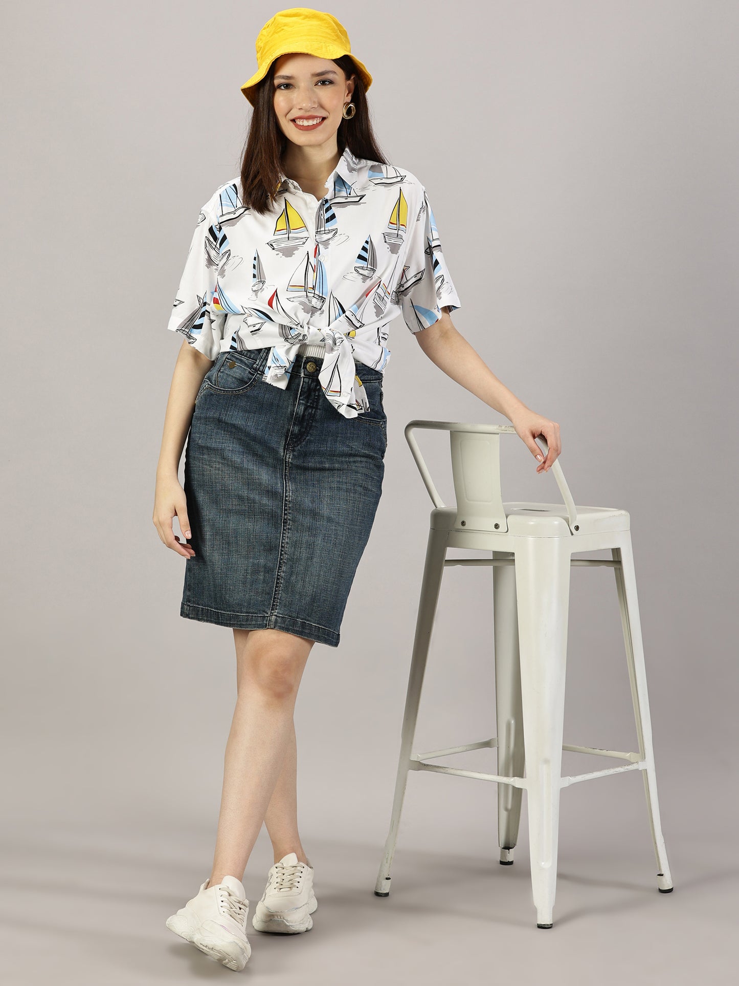 Nautical Odyssey Half-Sleeve Oversized Shirt