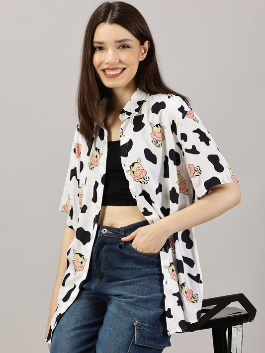 Moo-velous Half-Sleeve Oversized Shirt