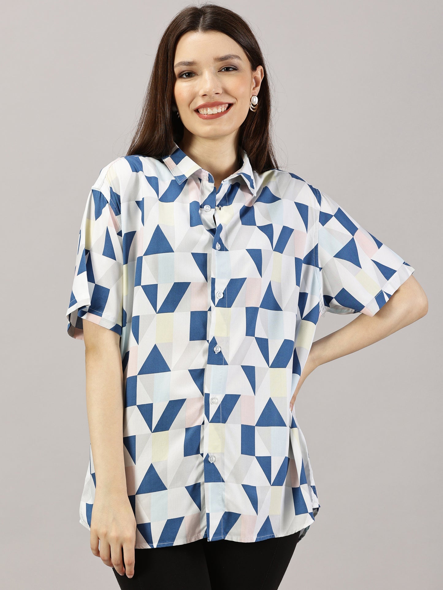 Minimalist Geometry Half-Sleeve Shirt