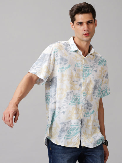 Abstract Scatter Half-Sleeve Casual Shirt