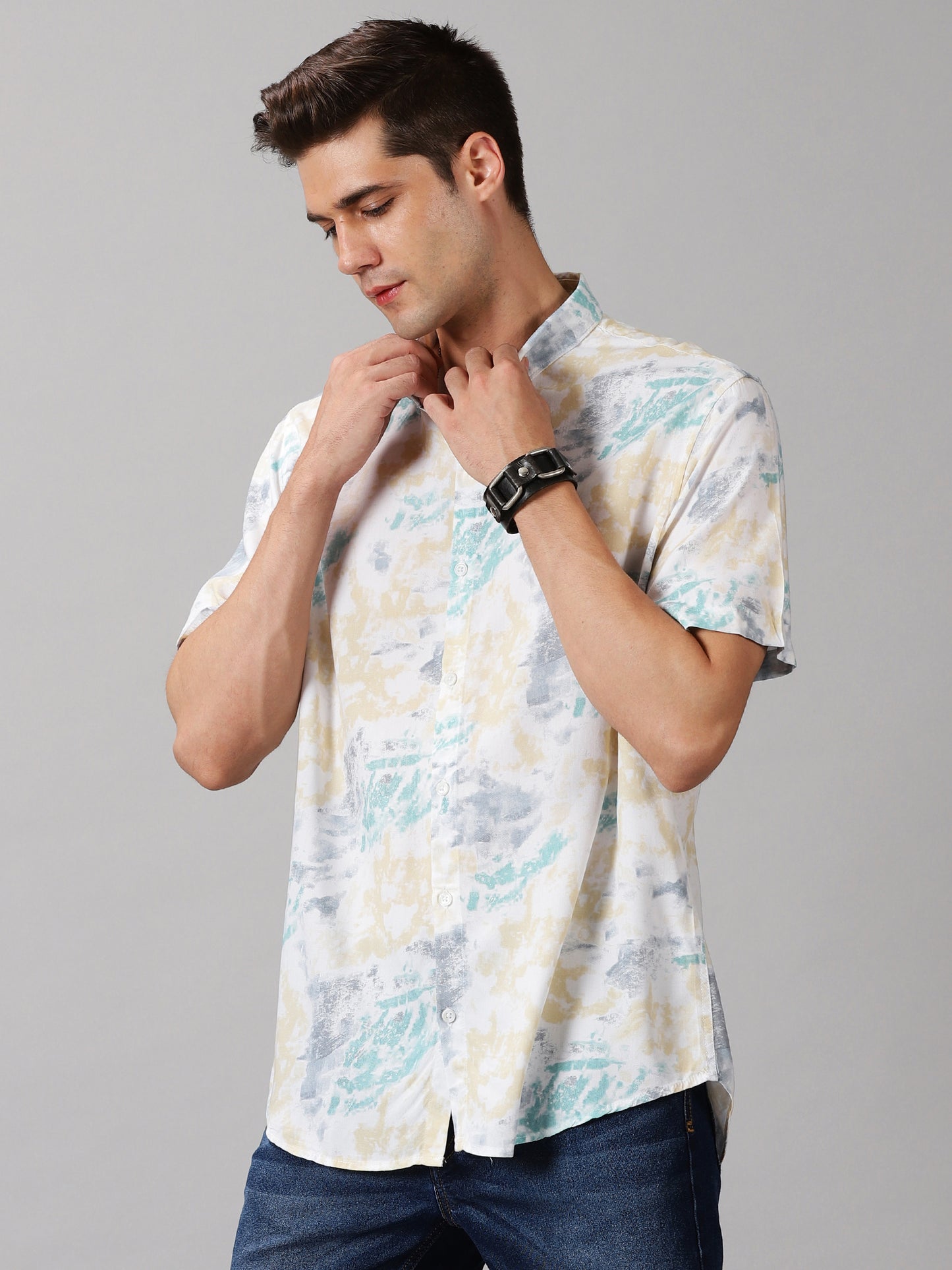 Abstract Scatter Half-Sleeve Casual Shirt