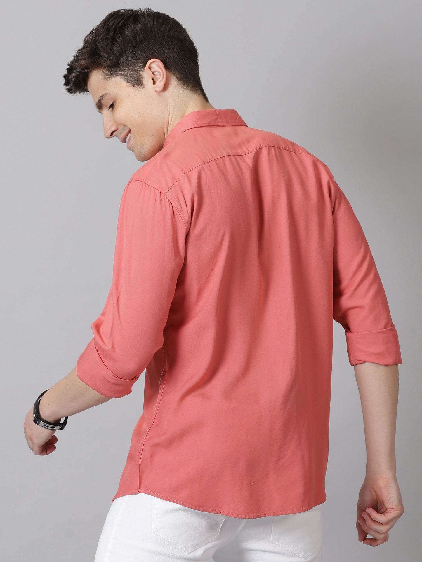 Salmon Whispers Full-Sleeve Casual Shirt