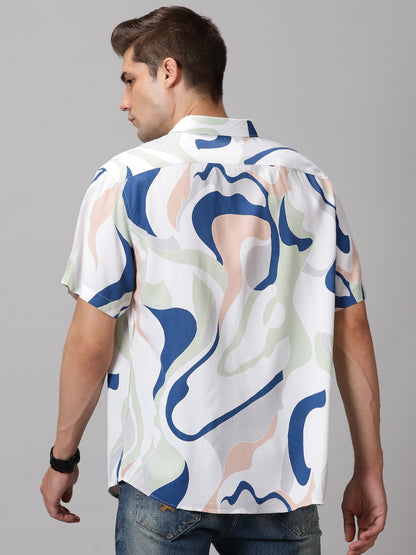 Abstract Terrain Half-Sleeve Casual Shirt