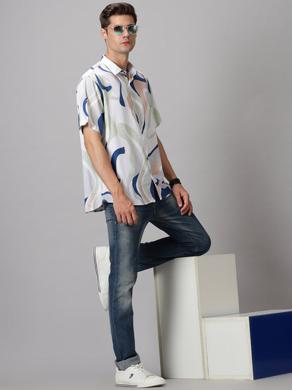 Abstract Terrain Half-Sleeve Casual Shirt