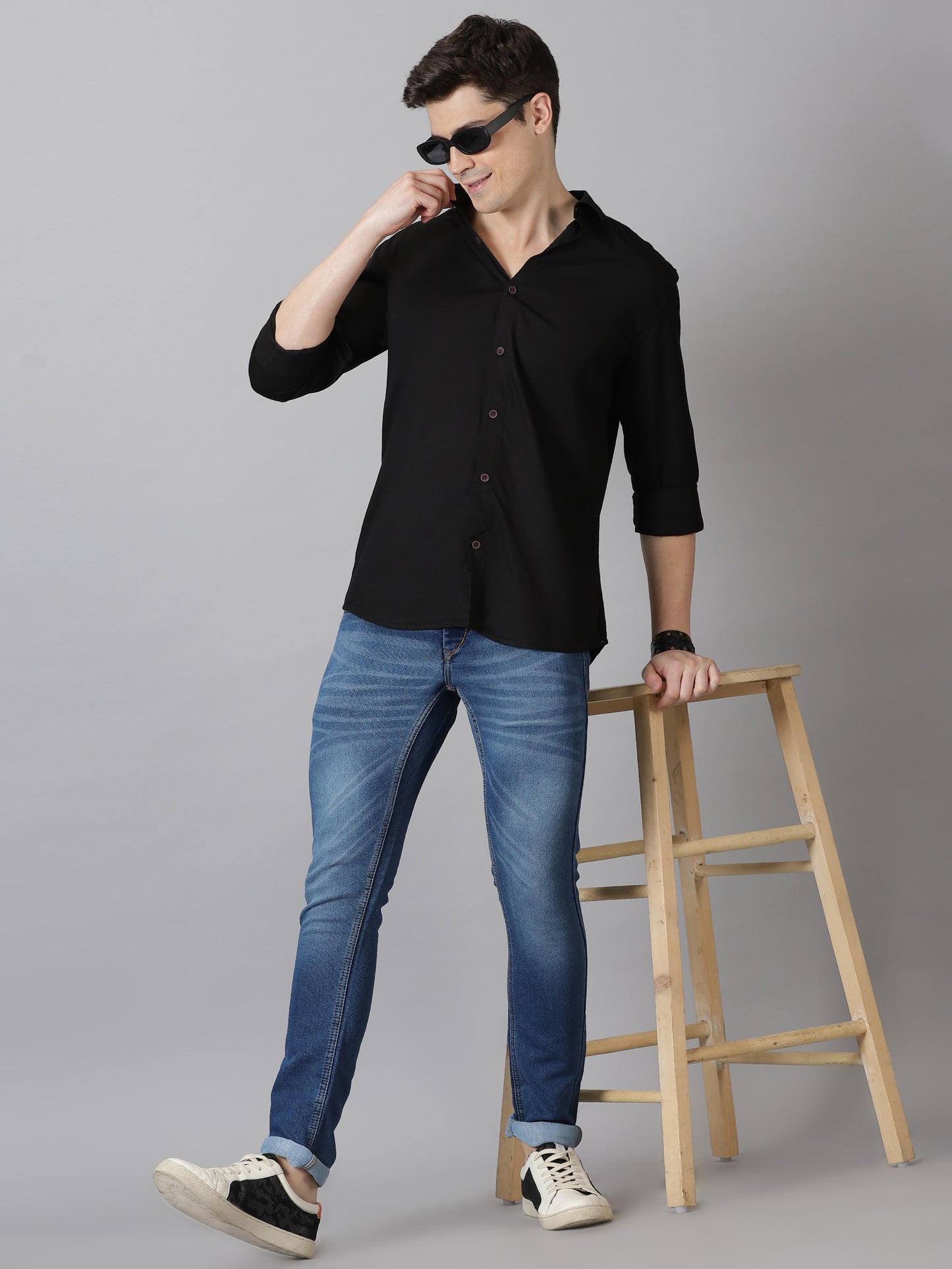 Black Slate Full-Sleeve Casual Shirt