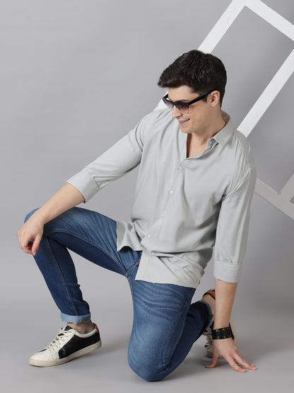 Grey Mist Full-Sleeve Casual Shirt