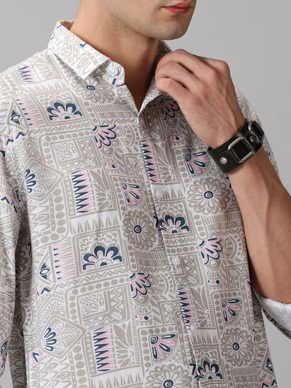 Intricate Mandala Fll-Sleeve Casual Shirt