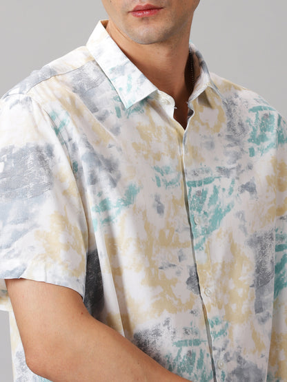 Abstract Scatter Half-Sleeve Casual Shirt