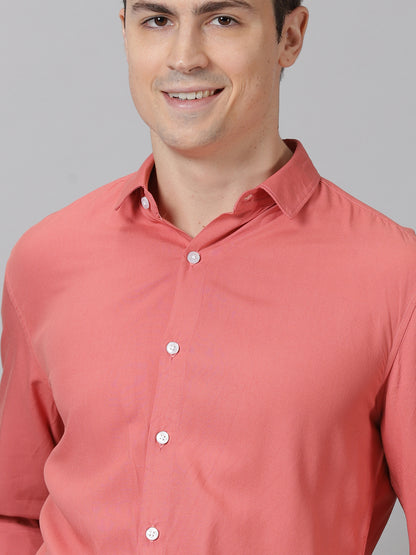 Salmon Whispers Full-Sleeve Casual Shirt