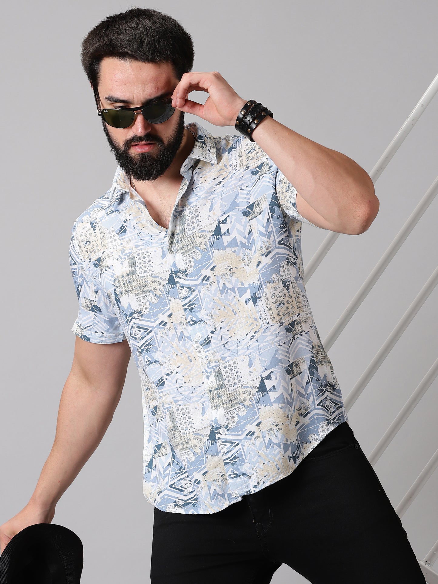 Contemporary Print Half-Sleeve Shirt