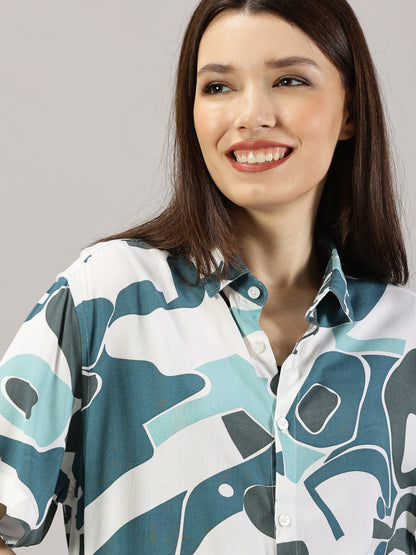 Vibrant Palette Half-Sleeve Oversized Shirt