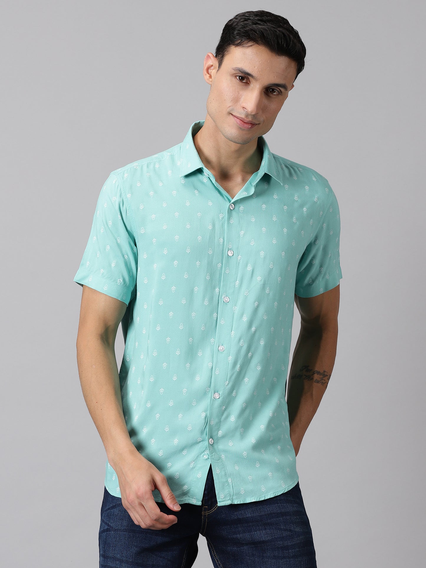 Minty Breeze Half-Sleeve Casual Shirt