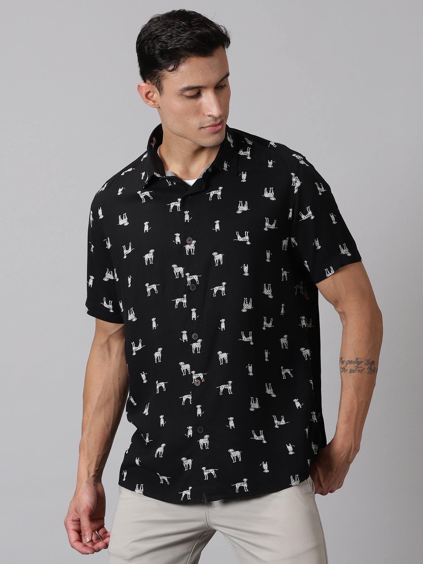 Midnight Pups Half-Sleeve Casual Shirt