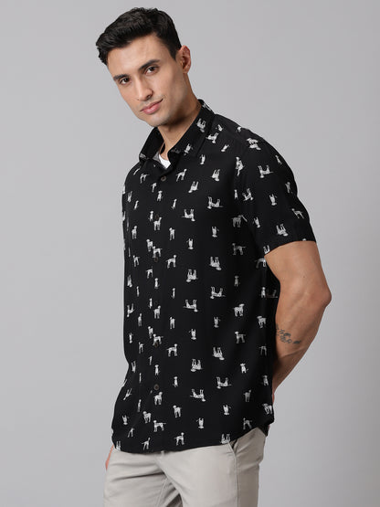 Midnight Pups Half-Sleeve Casual Shirt