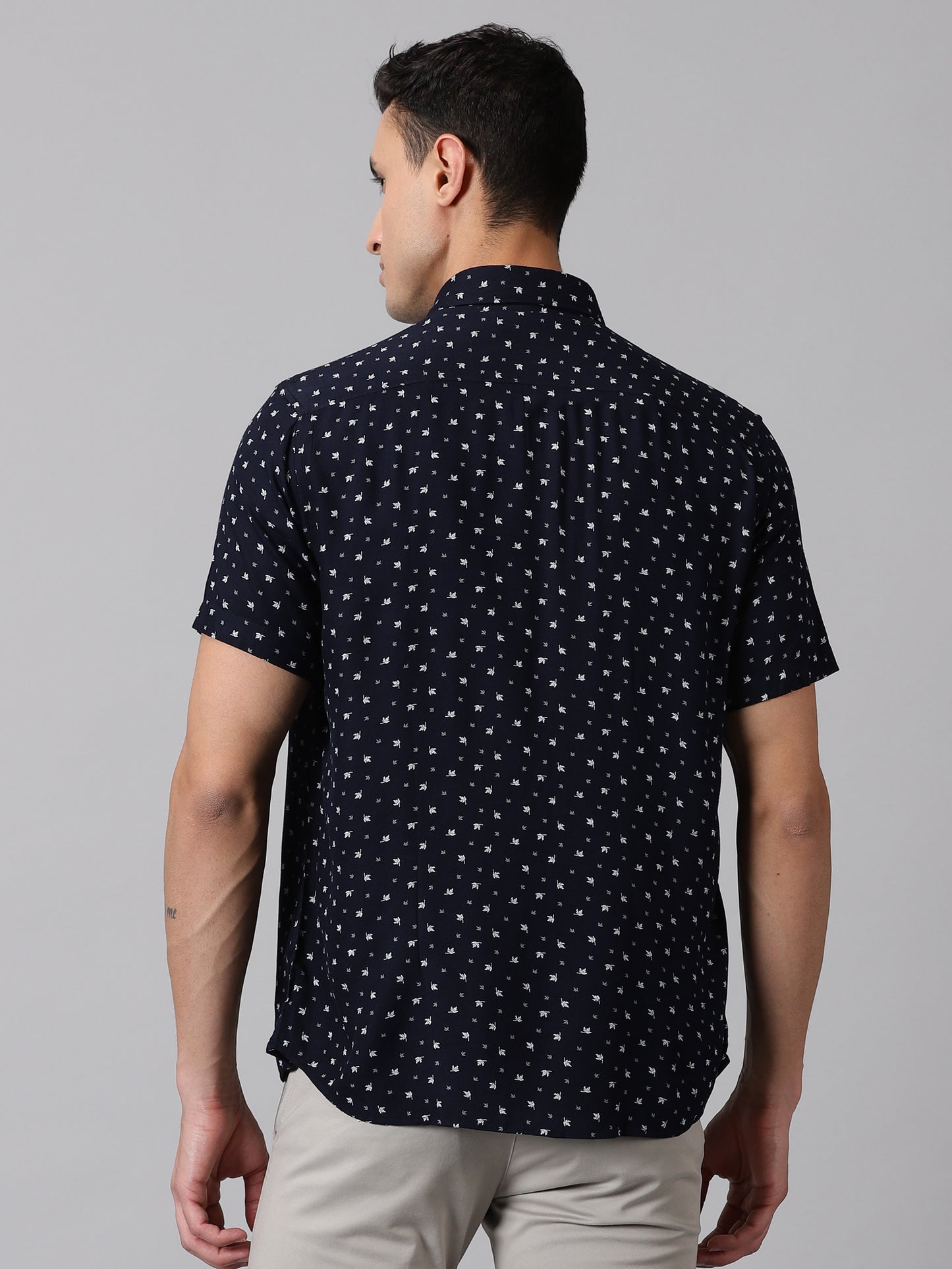 Navy Botanic Half-Sleeve Casual Shirt